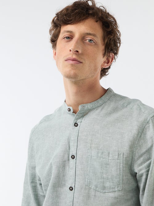 Chemise col mao avec lin - Kiabi
