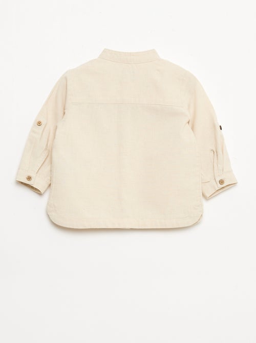 Chemise col mao avec manches retroussables - Kiabi