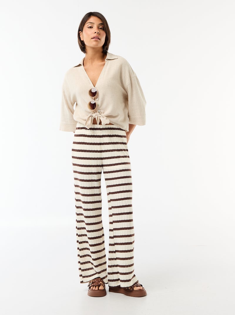 Chemise courte oversize nouée Beige - Kiabi