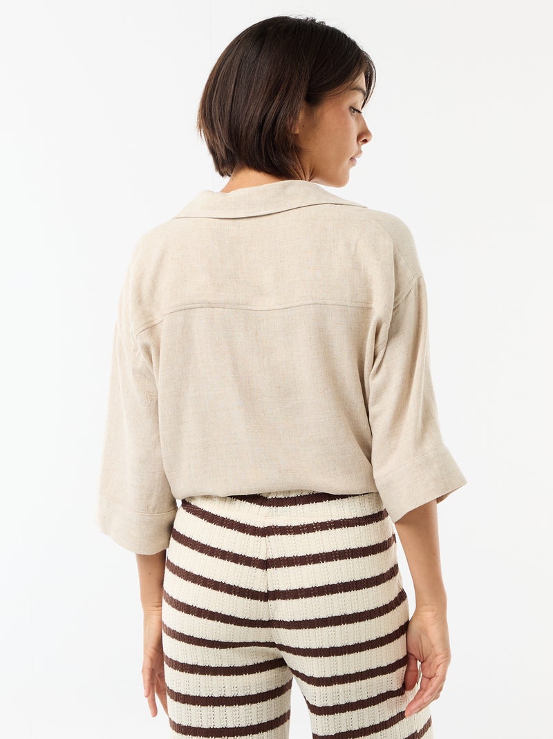 Chemise courte oversize nouée Beige - Kiabi