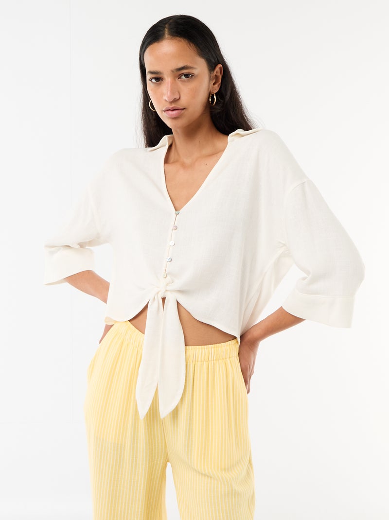 Chemise courte oversize nouée Blanc - Kiabi