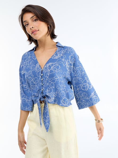 Chemise courte oversize nouée - Kiabi