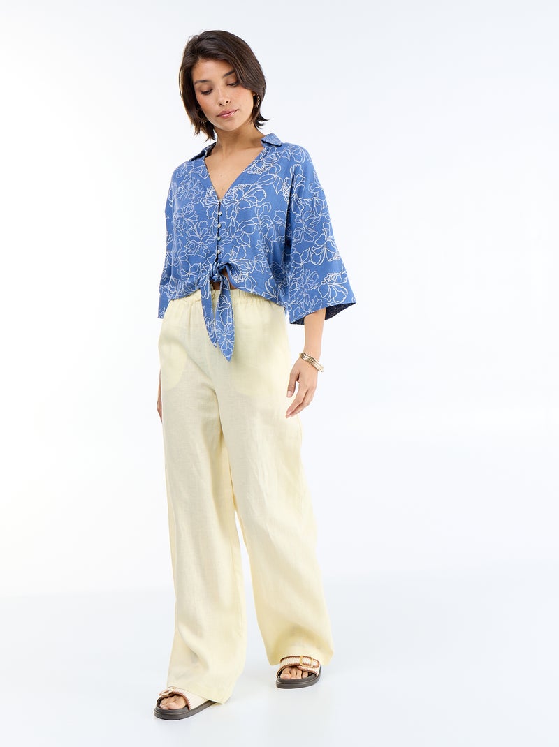 Chemise courte oversize nouée Bleu - Kiabi