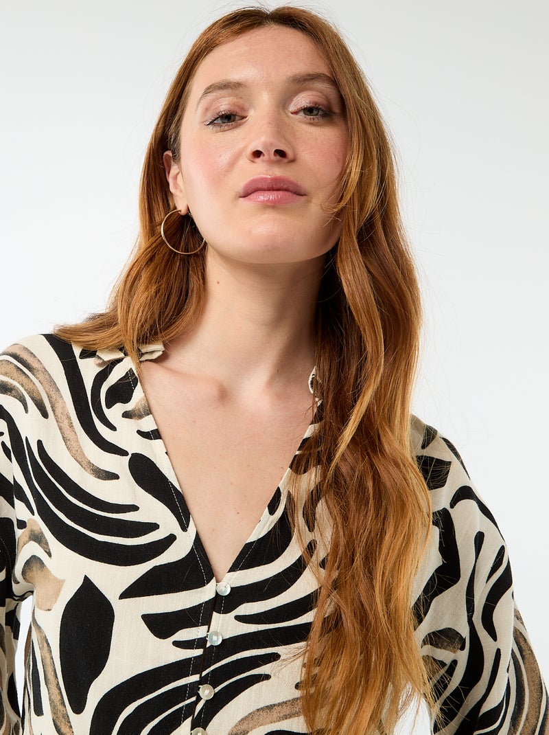 Chemise courte oversize nouée Noir - Kiabi