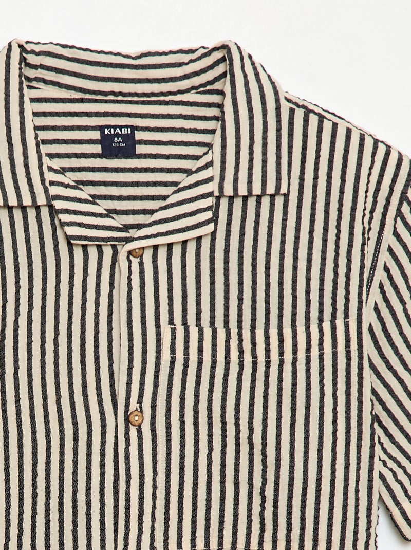 Chemise crêpée à manches courtes Beige - Kiabi