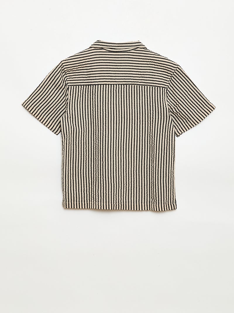 Chemise crêpée à manches courtes Beige - Kiabi