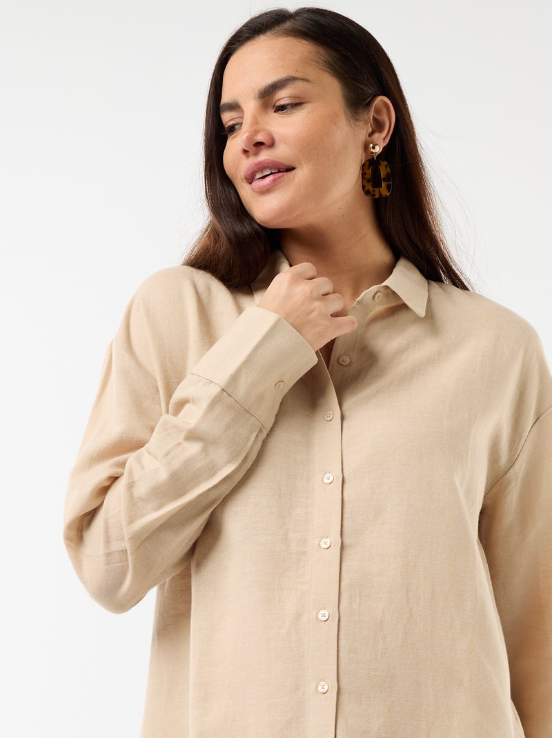 Chemise de maternité en lin mélangé Beige - Kiabi