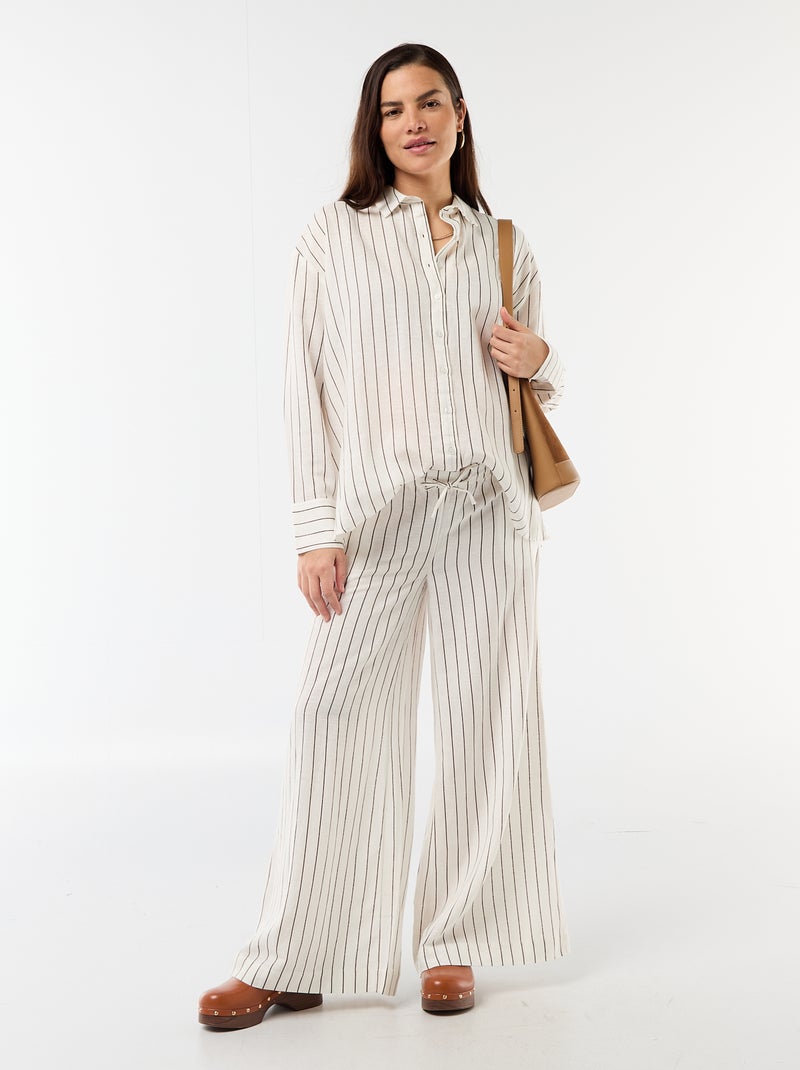 Chemise de maternité en lin mélangé Blanc - Kiabi