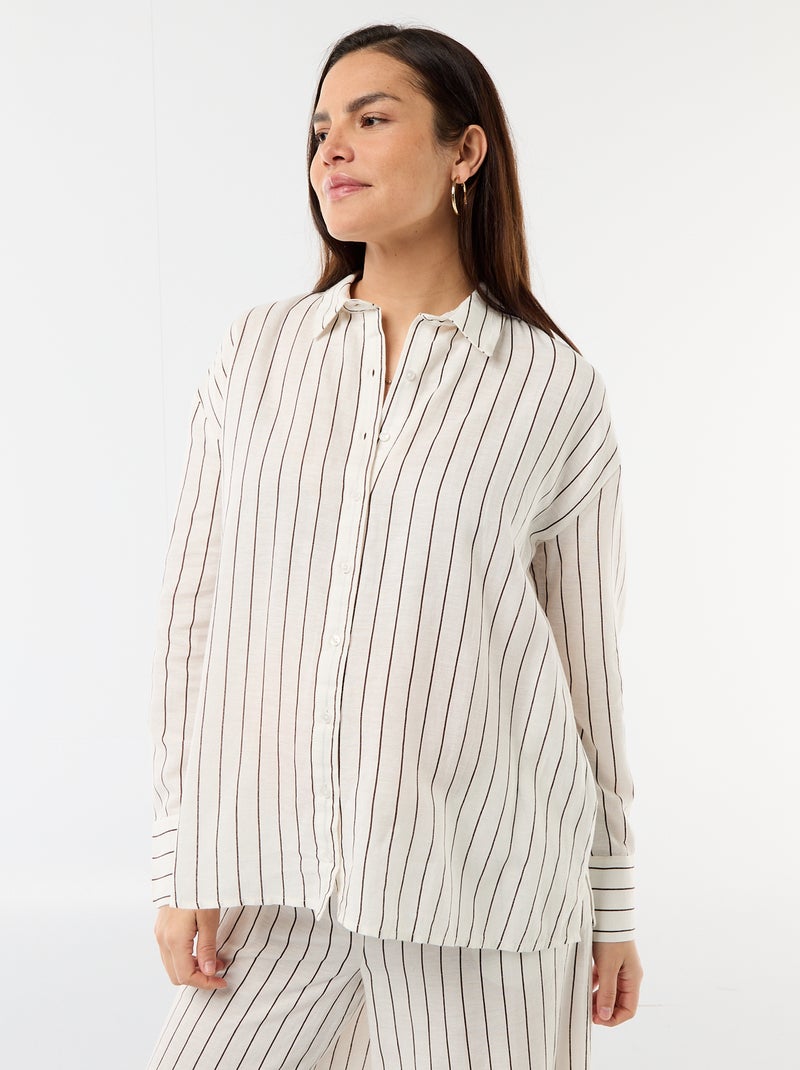 Chemise de maternité en lin mélangé Blanc - Kiabi