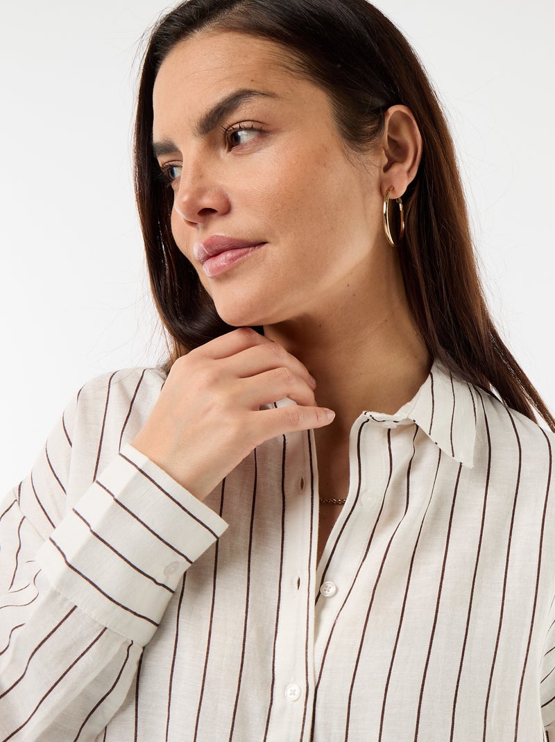 Chemise de maternité en lin mélangé Blanc - Kiabi