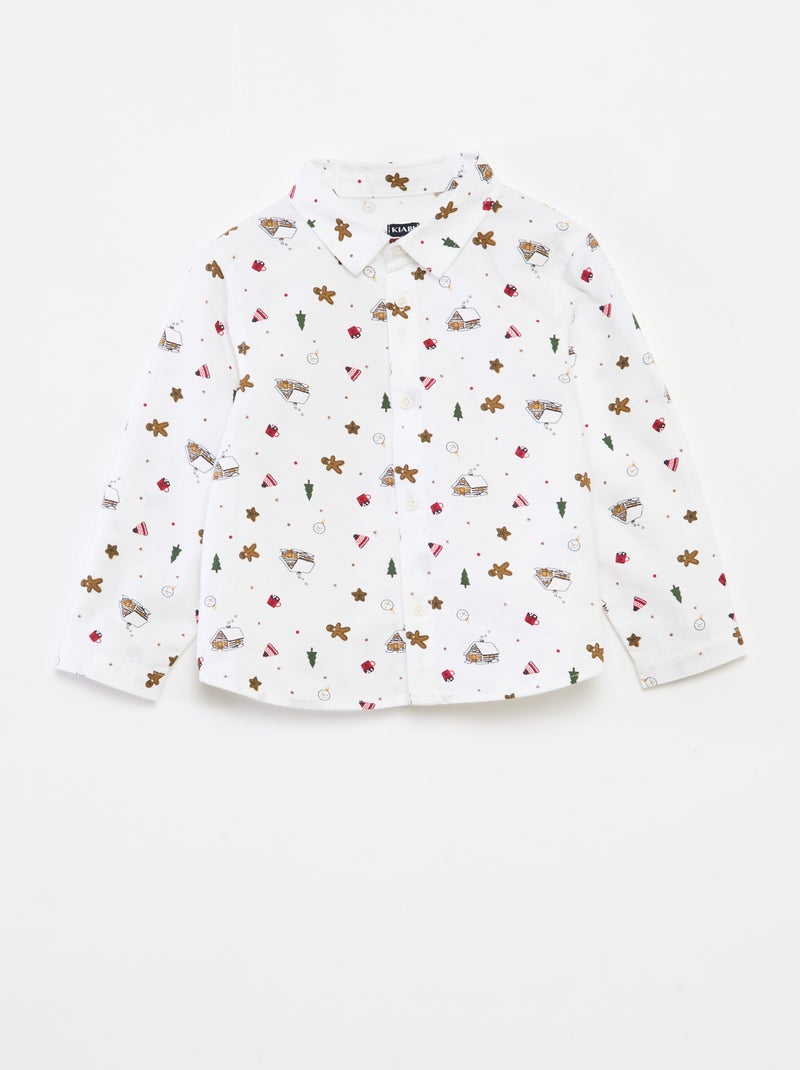 Chemise de Noël all-over en coton Blanc - Kiabi