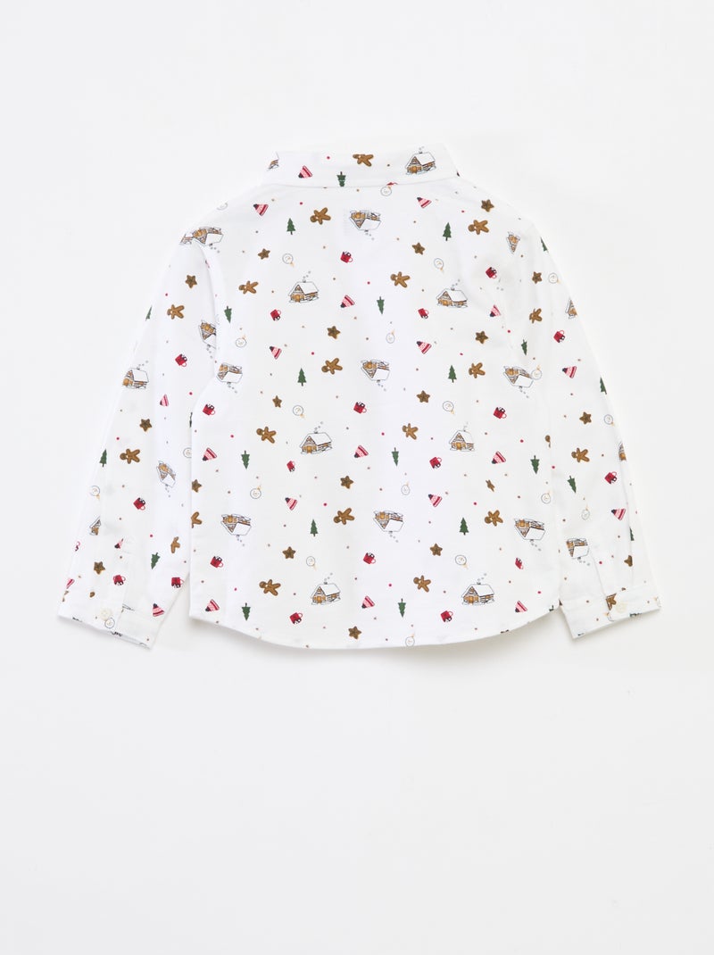 Chemise de Noël all-over en coton Blanc - Kiabi