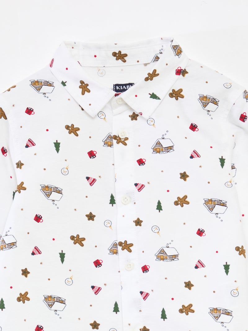 Chemise de Noël all-over en coton Blanc - Kiabi