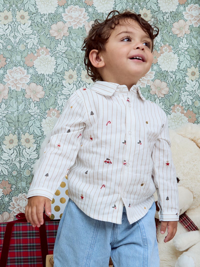 Chemise de Noël en flanelle Blanc - Kiabi
