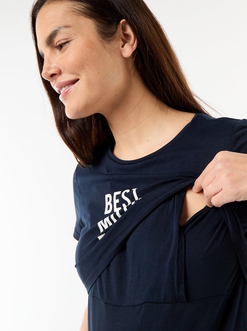 Chemise de nuit d'allaitement à message - Kiabi