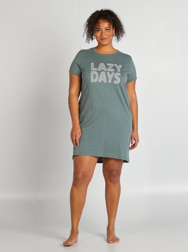 Chemise de nuit en jersey Vert - Kiabi