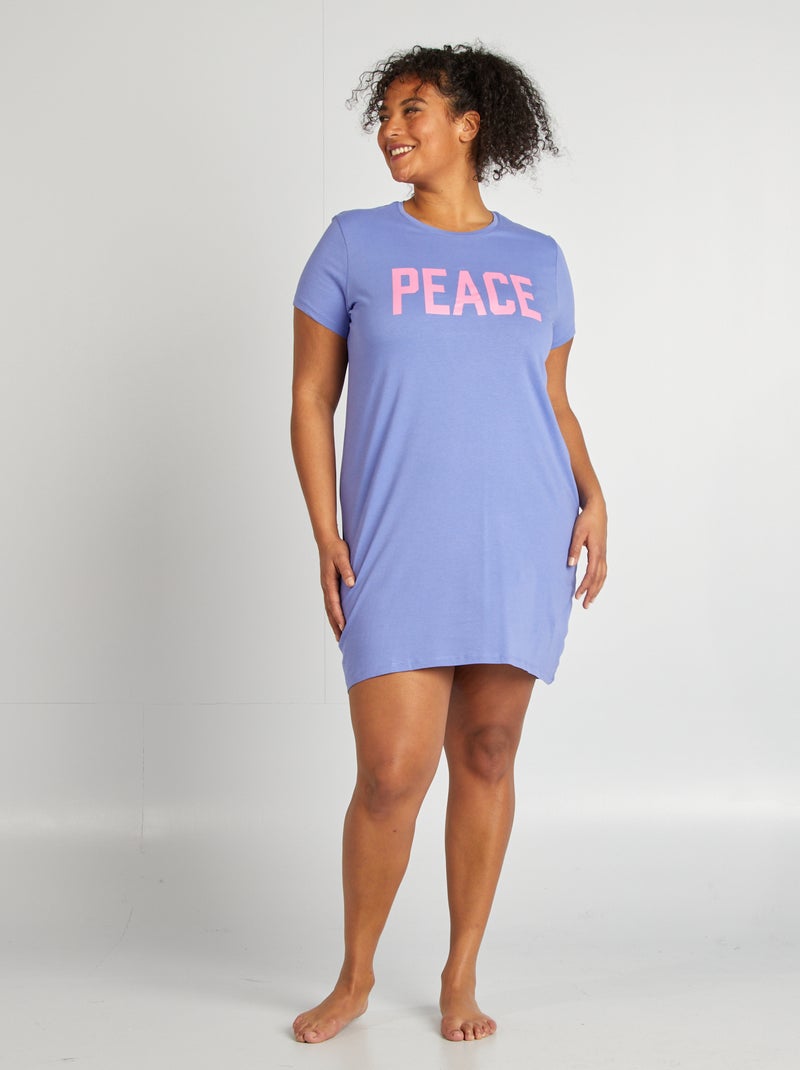 Chemise de nuit en jersey Violet - Kiabi