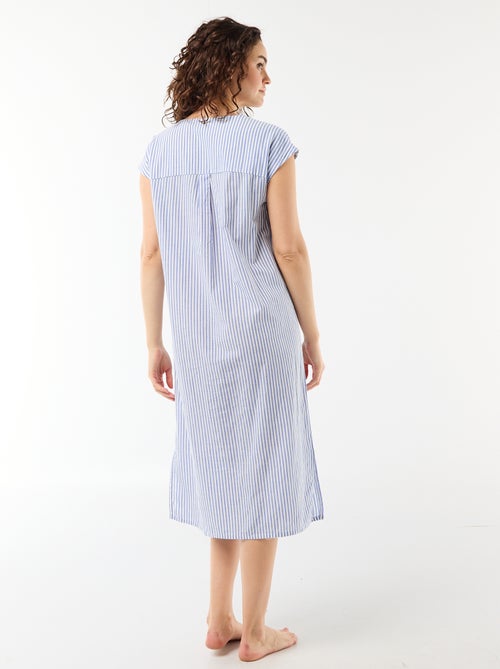 Chemise de nuit longue en voile de coton - Kiabi