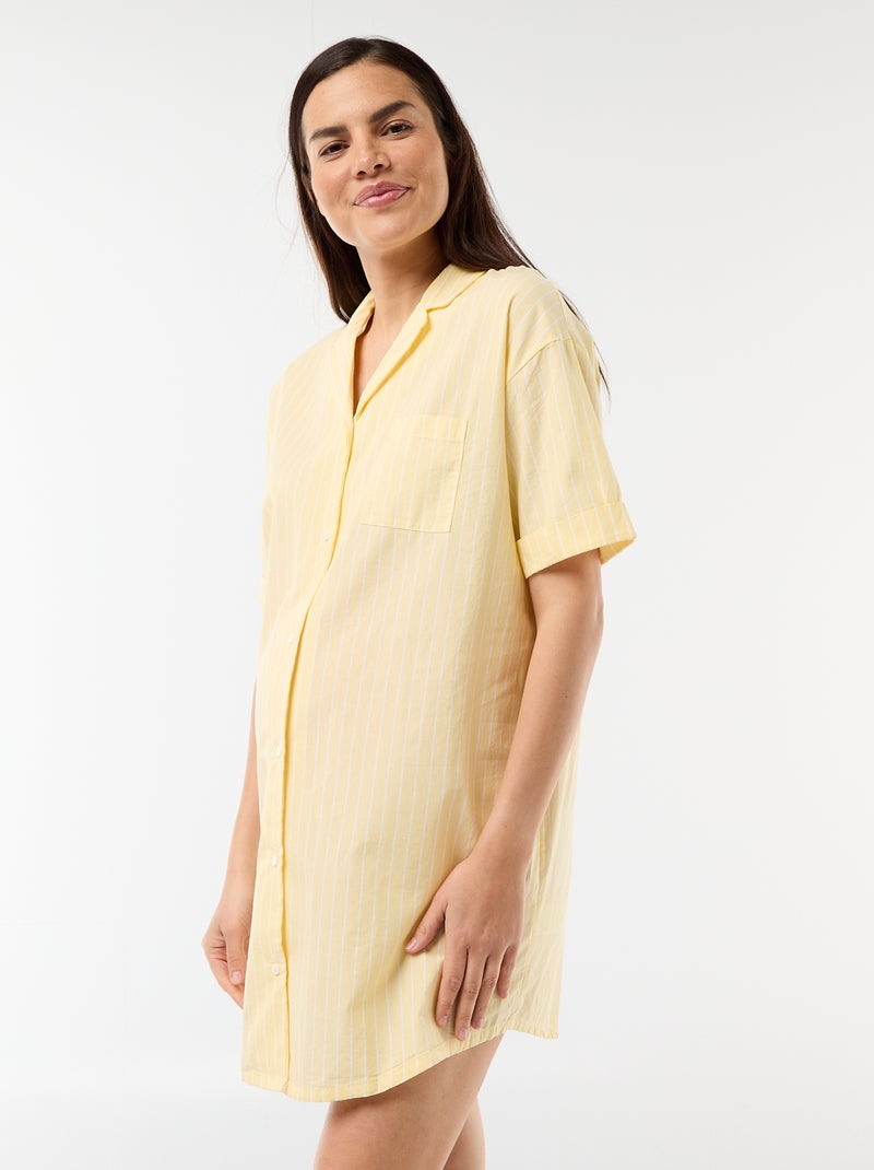 Chemise de nuit maternité boutonnée Jaune - Kiabi