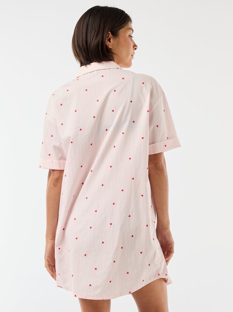 Chemise de nuit maternité boutonnée Rose - Kiabi