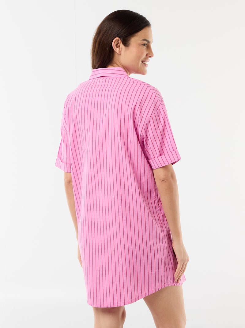 Chemise de nuit maternité boutonnée Rose - Kiabi