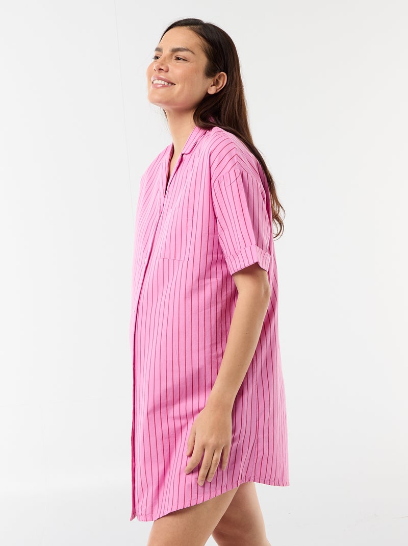 Chemise de nuit maternité boutonnée Rose - Kiabi