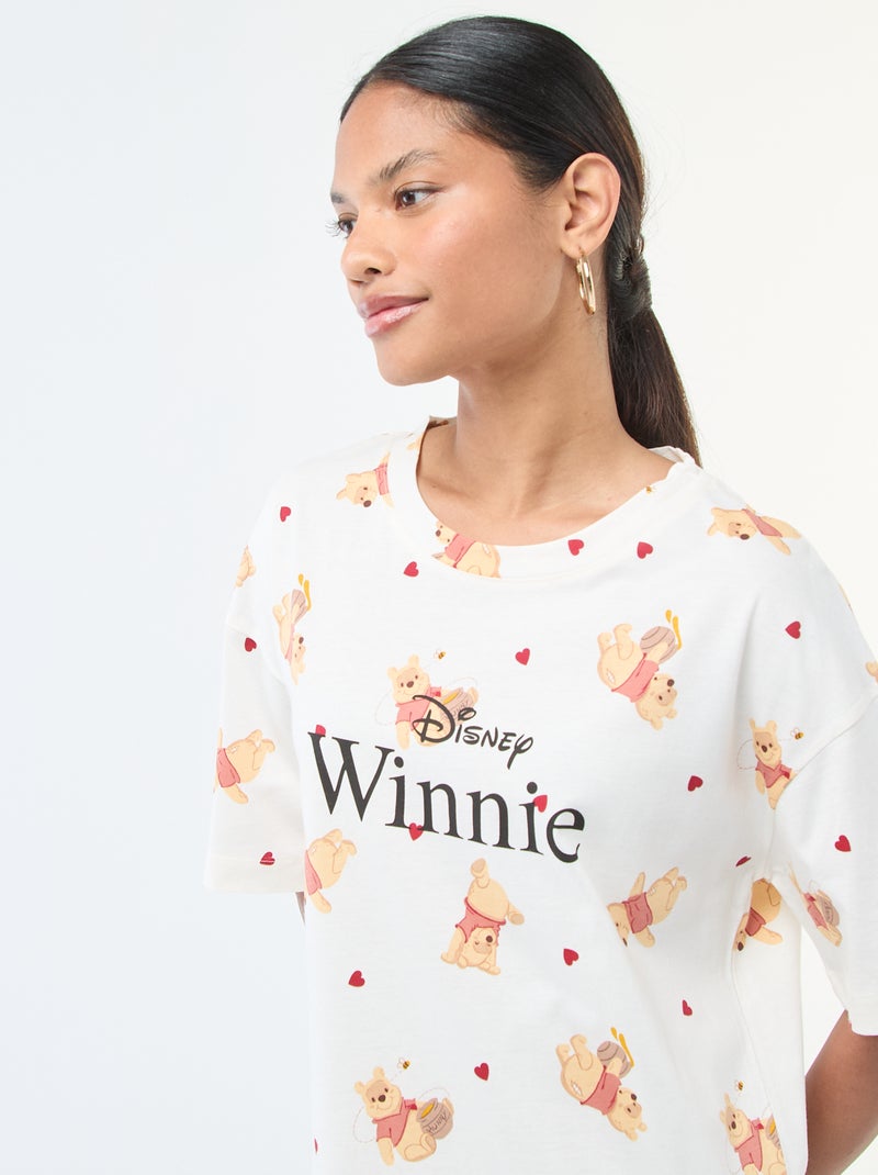 Chemise de nuit tee-shirt 'Winnie' Blanc - Kiabi
