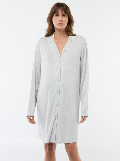 Chemise de nuit unie de maternité - Kiabi
