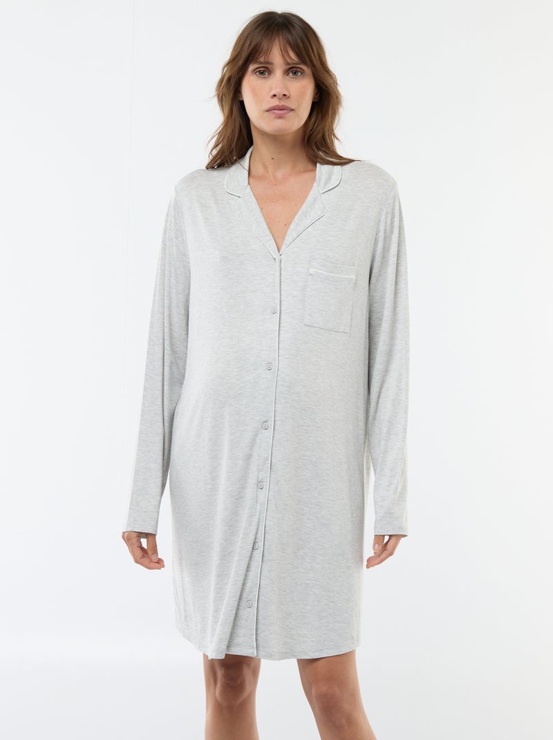 Chemise de nuit unie de maternité Gris - Kiabi
