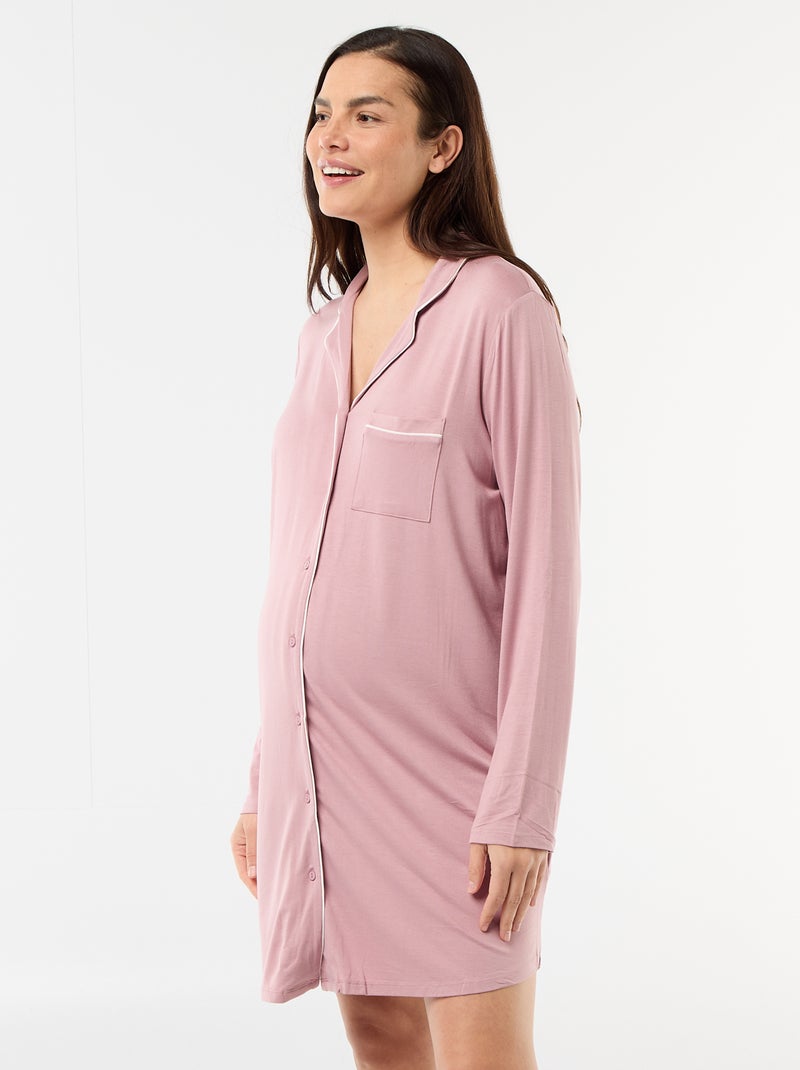 Chemise de nuit unie de maternité Rose - Kiabi