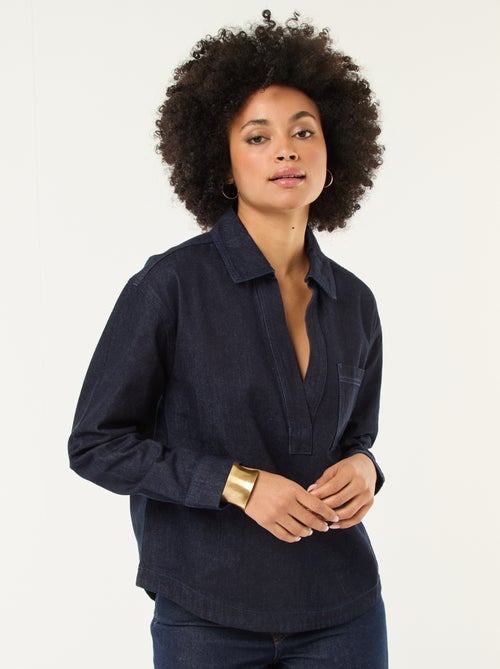 Chemise denim manches longues - Kiabi