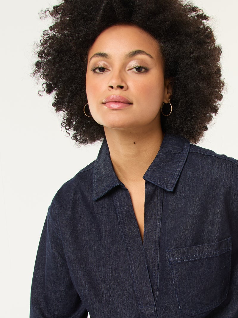 Chemise denim manches longues Bleu - Kiabi