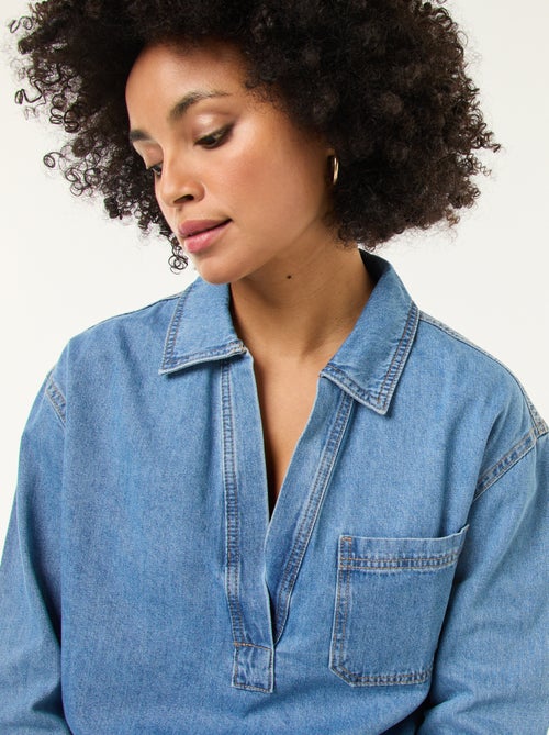 Chemise denim manches longues - Kiabi