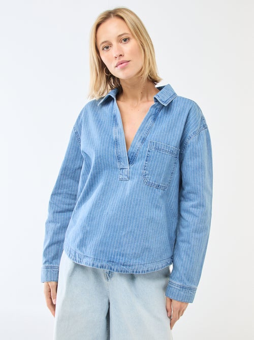 Chemise denim manches longues - Kiabi