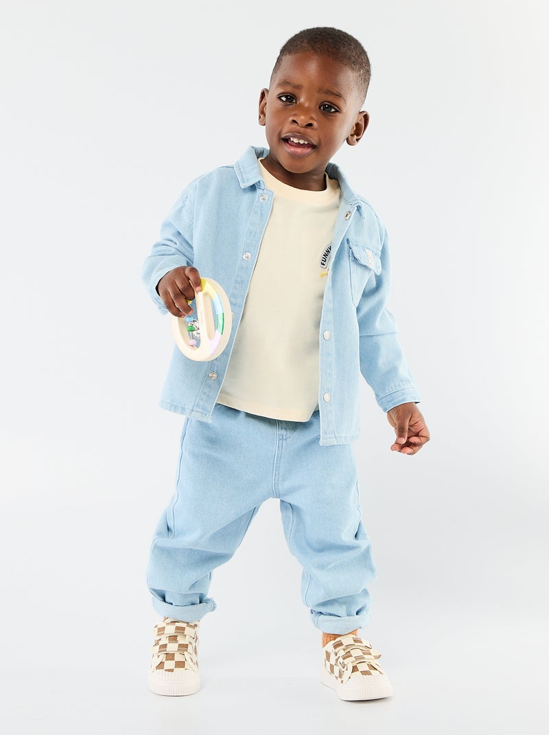 Chemise denim regular fit en coton Bleu - Kiabi