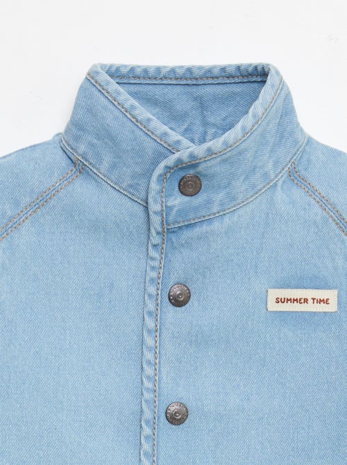 Chemise denim sans manches en coton - Kiabi