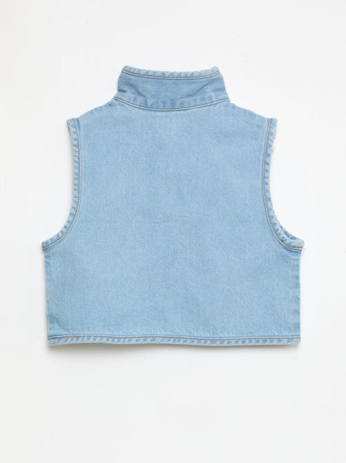 Chemise denim sans manches en coton - Kiabi