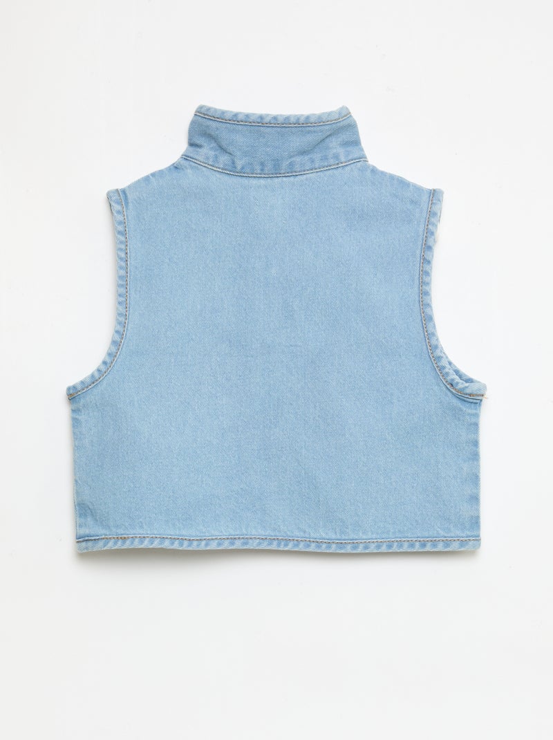 Chemise denim sans manches en coton Bleu - Kiabi