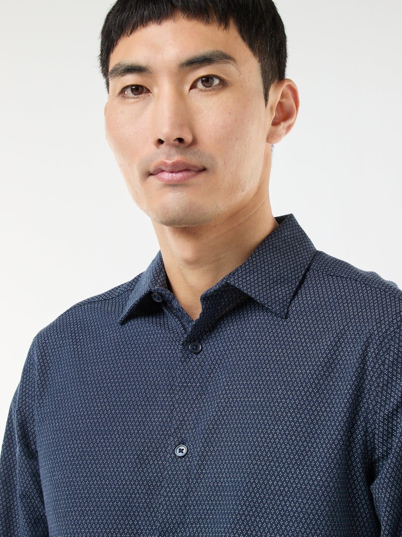 Chemise dobby coupe slim Bleu - Kiabi