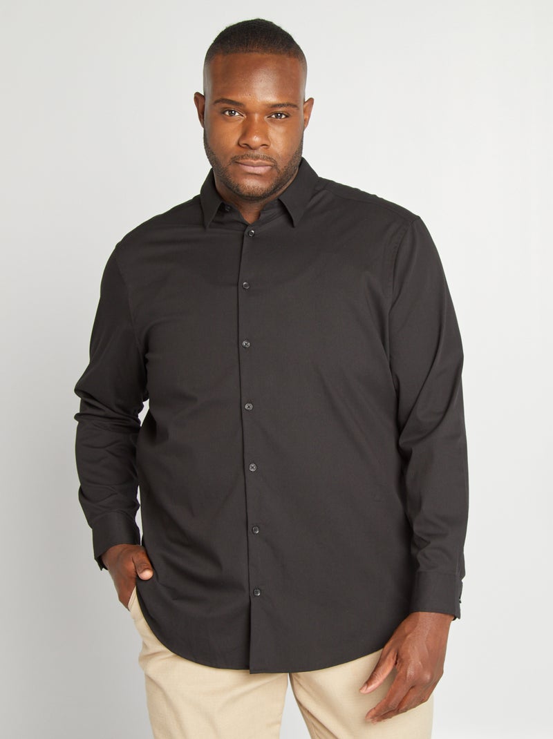 Chemise droite et stretch Noir - Kiabi