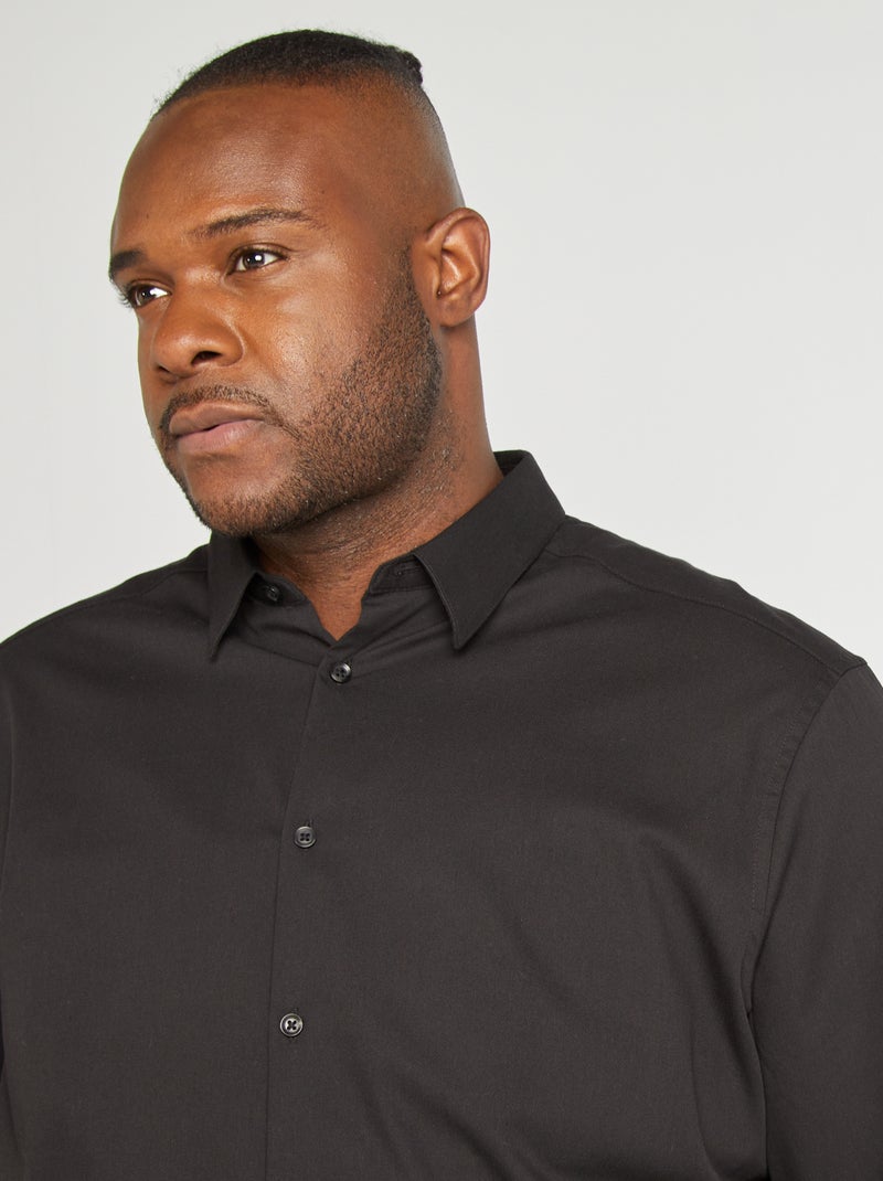 Chemise droite et stretch Noir - Kiabi