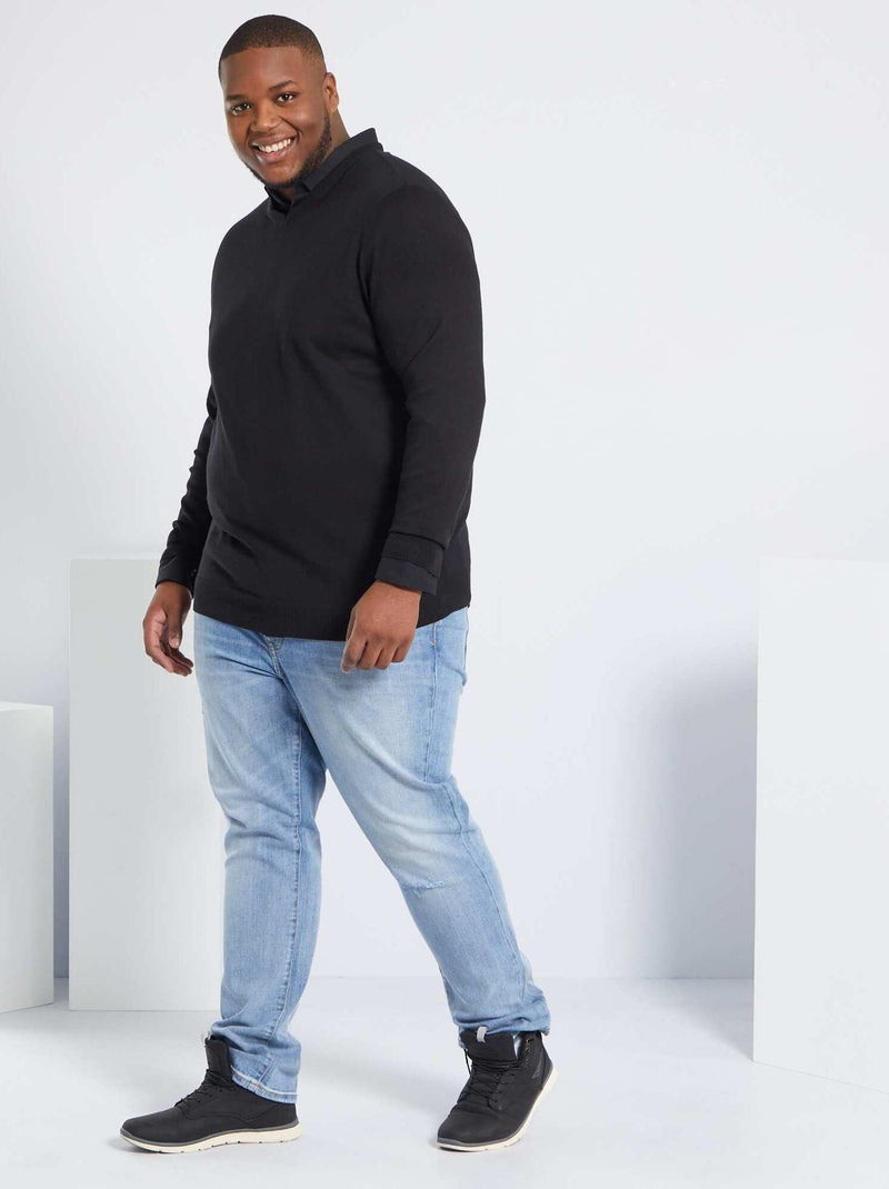 Chemise droite et stretch Noir - Kiabi