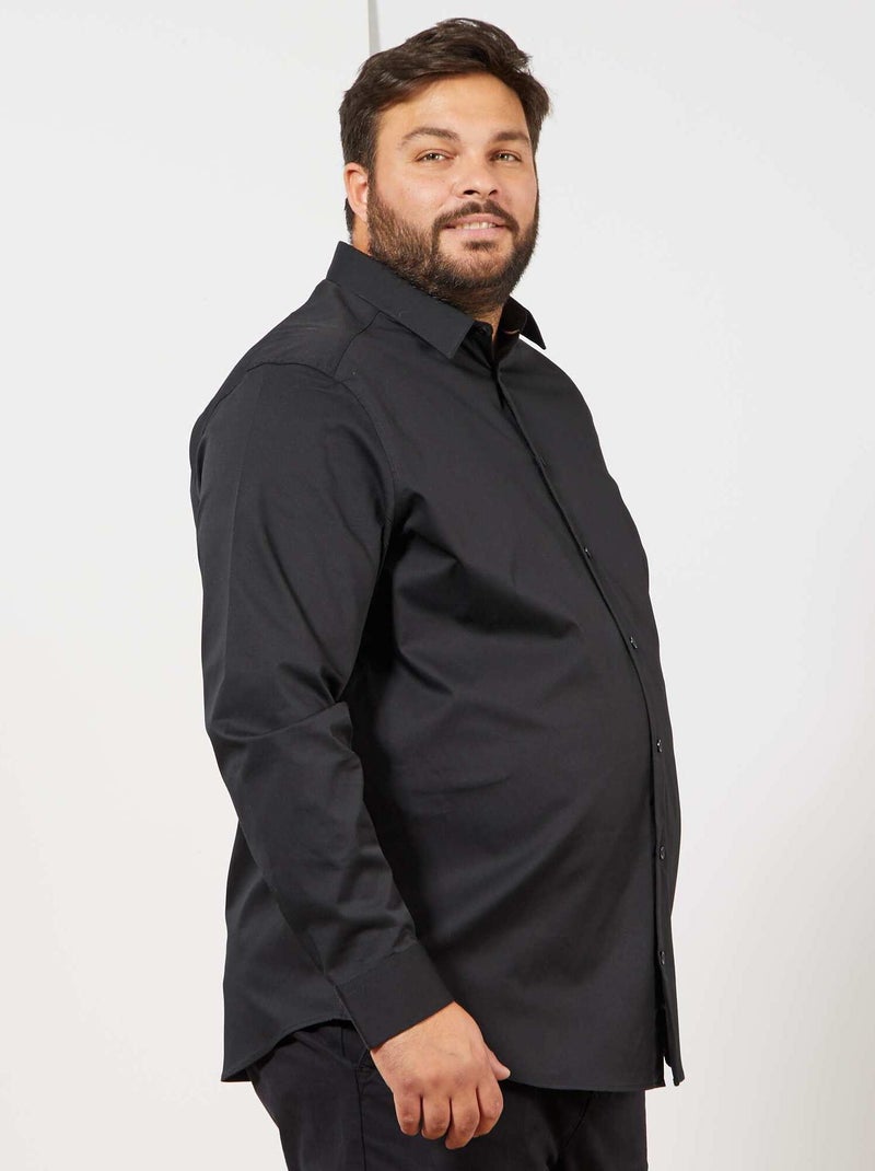 Chemise droite et stretch Noir - Kiabi