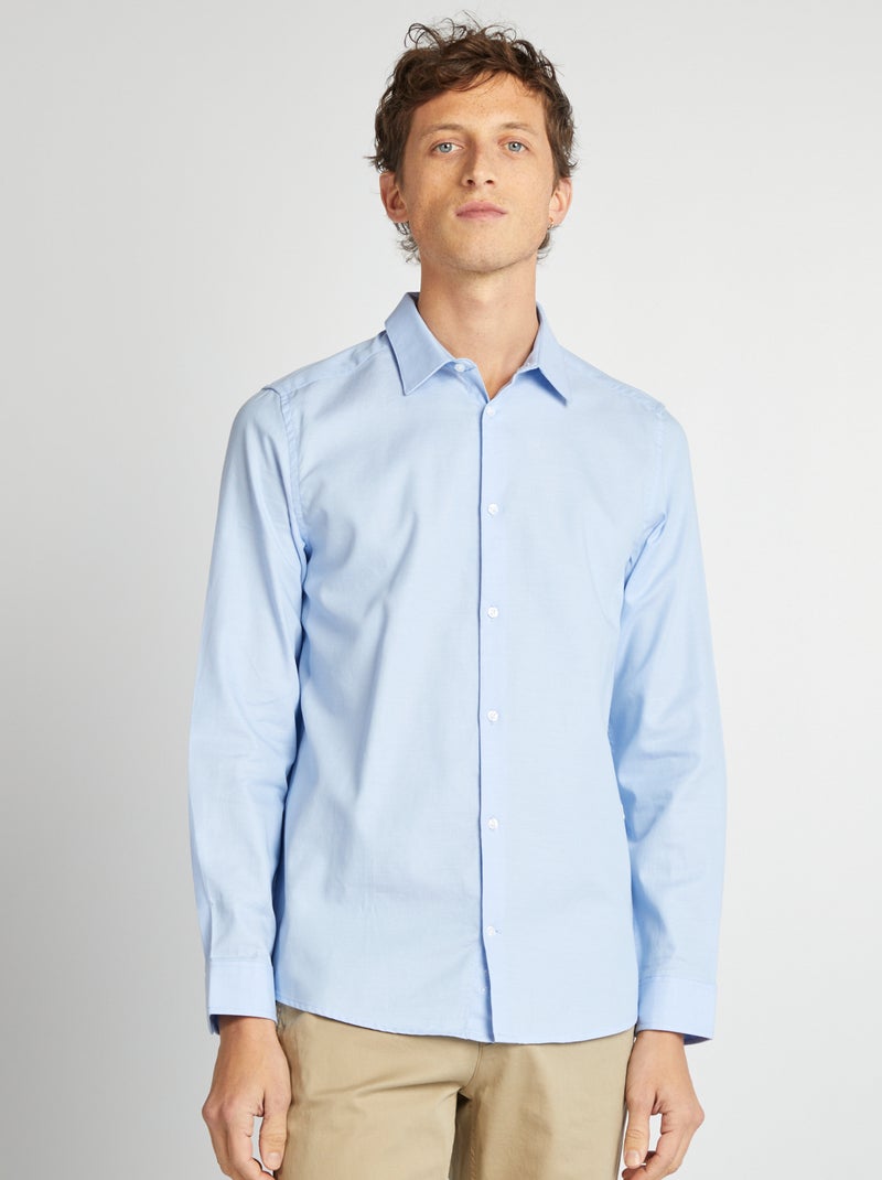 Chemise droite unie bleu ciel - Kiabi