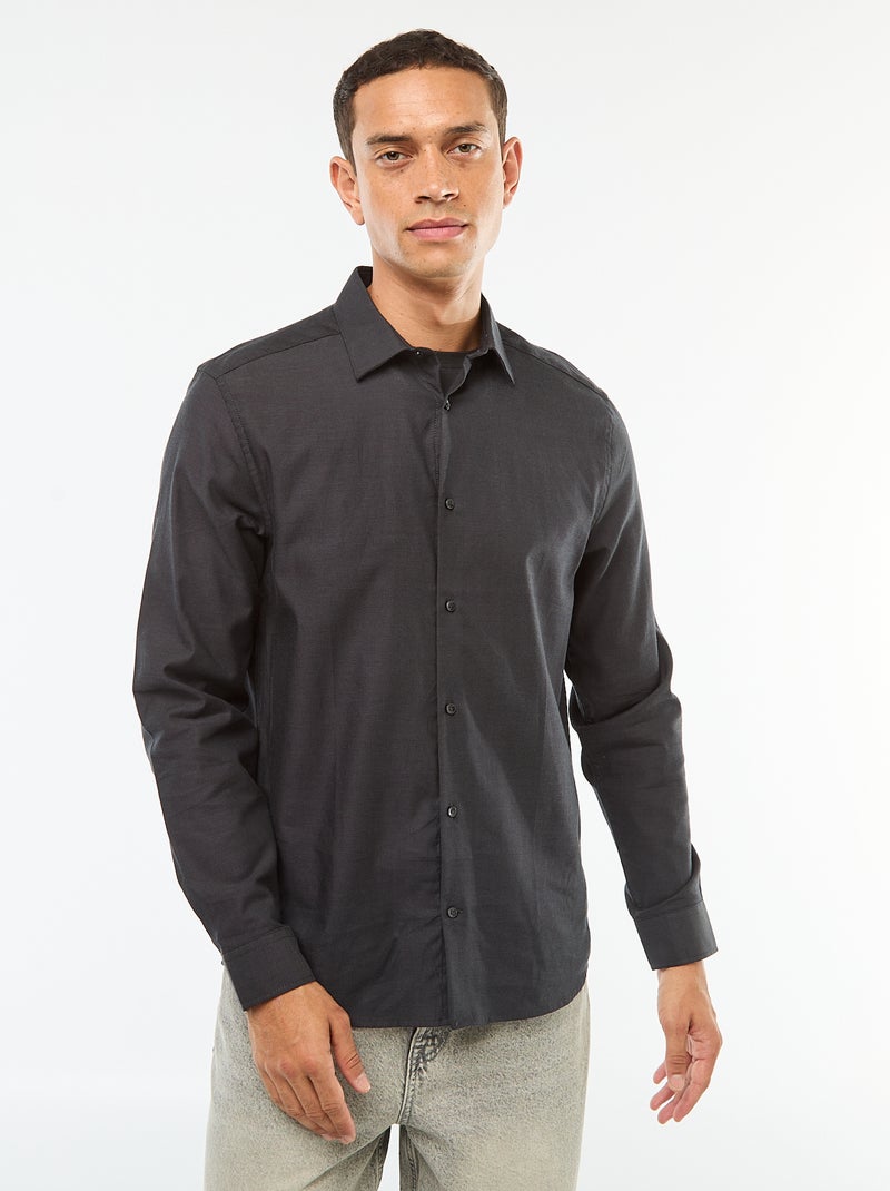 Chemise droite unie Noir - Kiabi