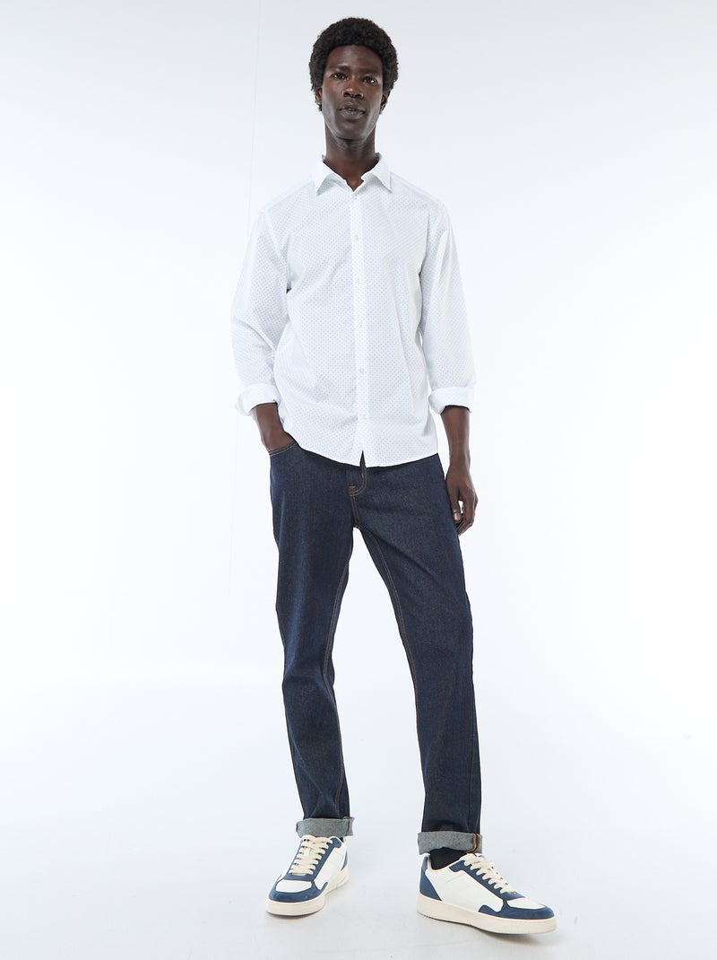 Chemise droite/regular à pois Blanc à pois - Kiabi