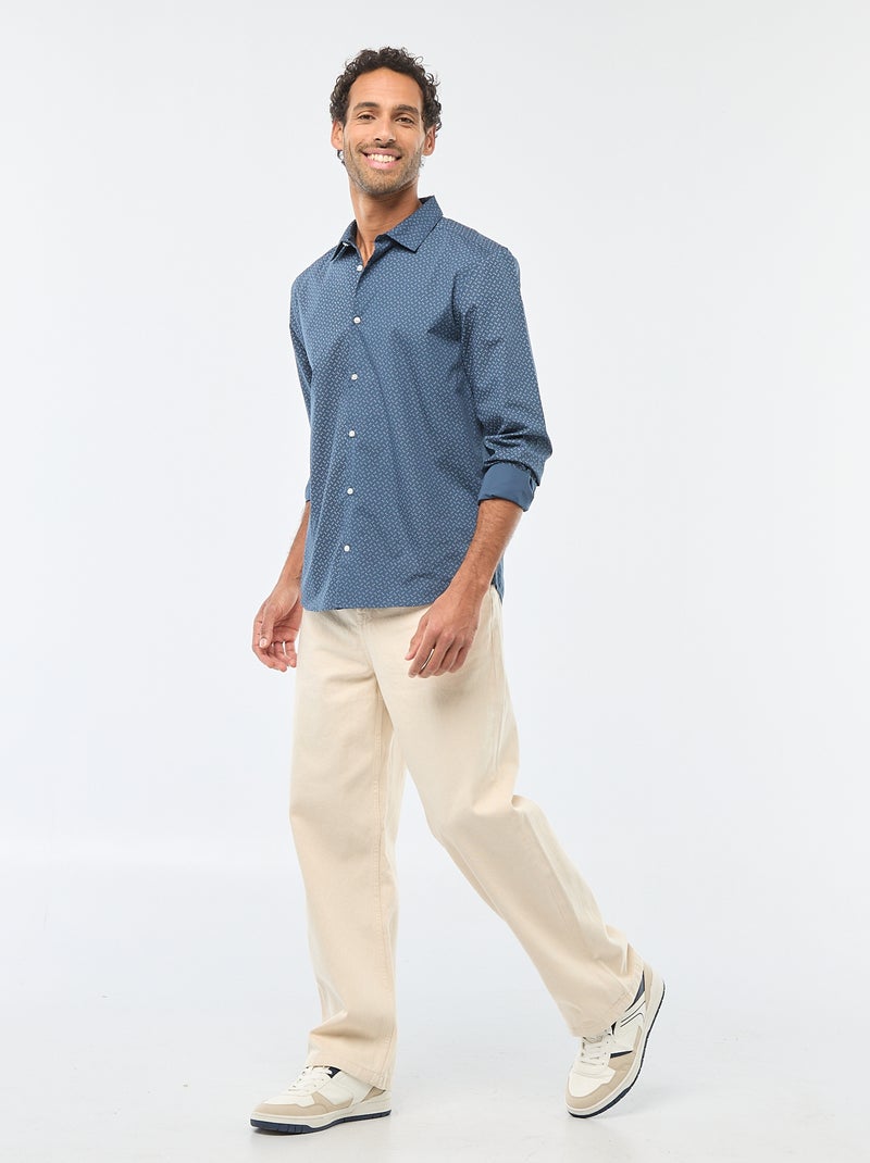 Chemise droite/regular à pois Bleu - Kiabi