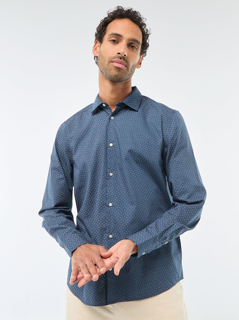 Chemise droite/regular à pois Bleu - Kiabi