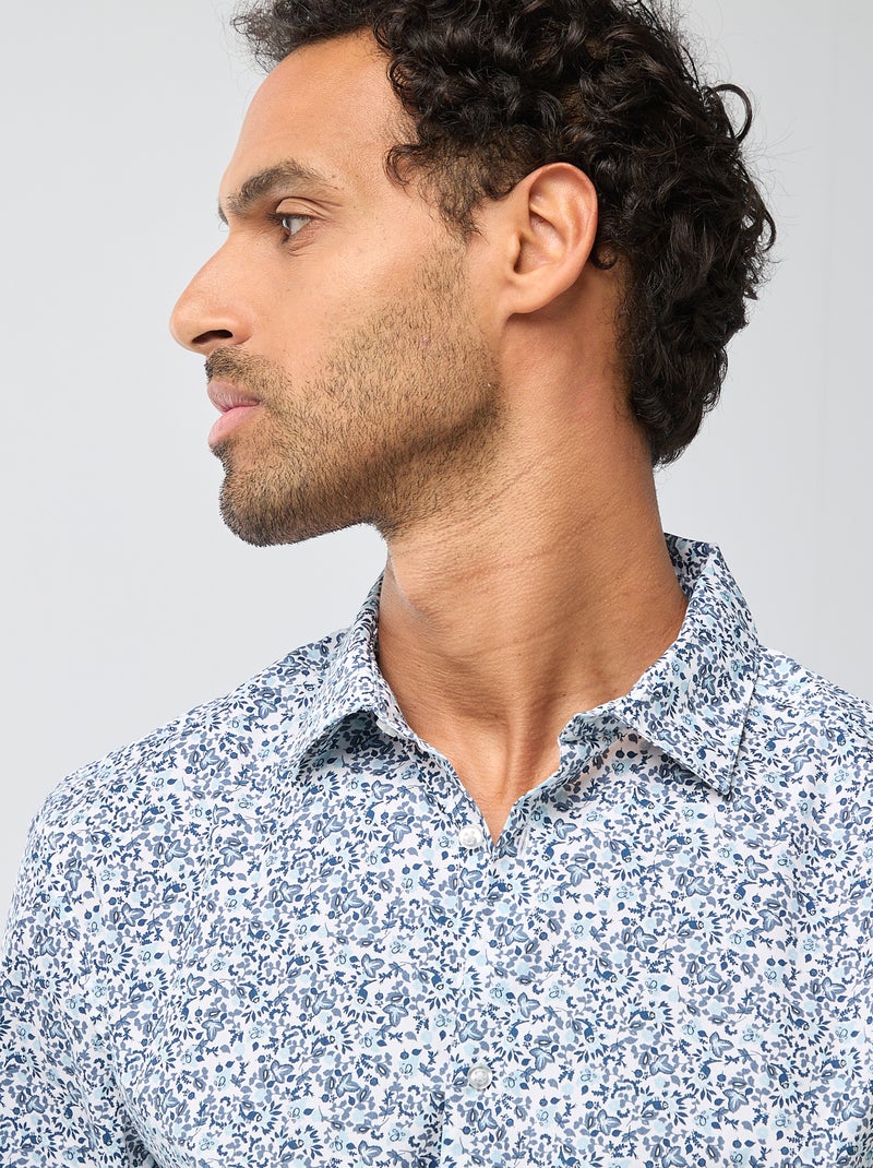 Chemise droite/regular à pois Bleu - Kiabi