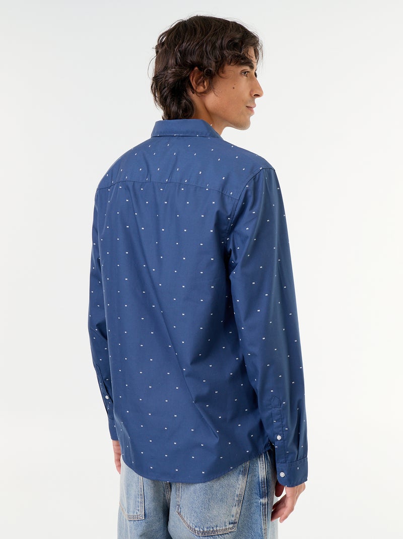 Chemise droite/regular à pois Bleu - Kiabi